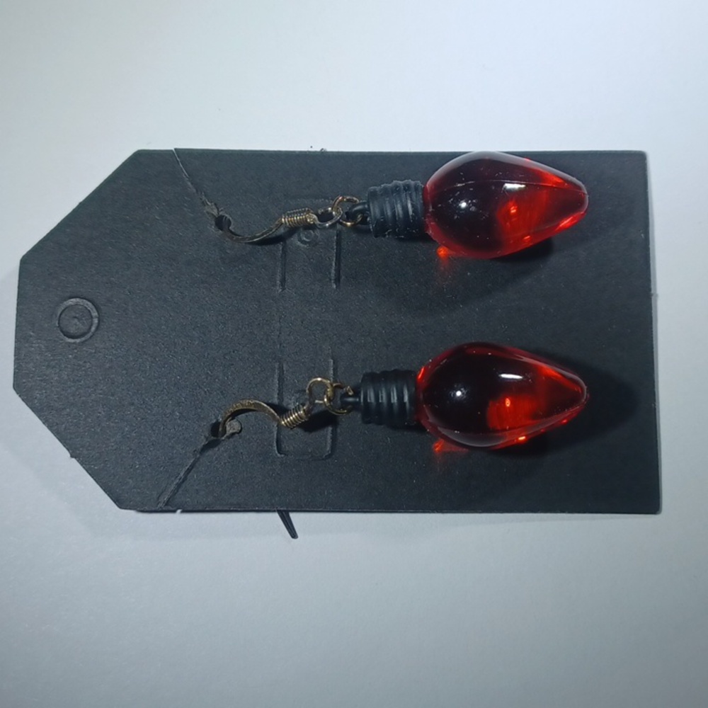 Light Bulb Earrings Red Handmade